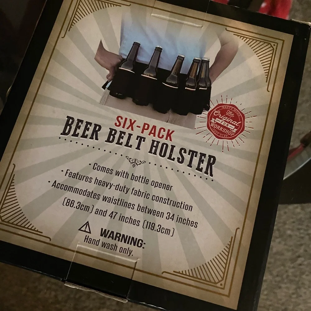 Novelty Six Pack Beer Holster Belt | Man Cave Beer Belt | Bottle Opener | NWT